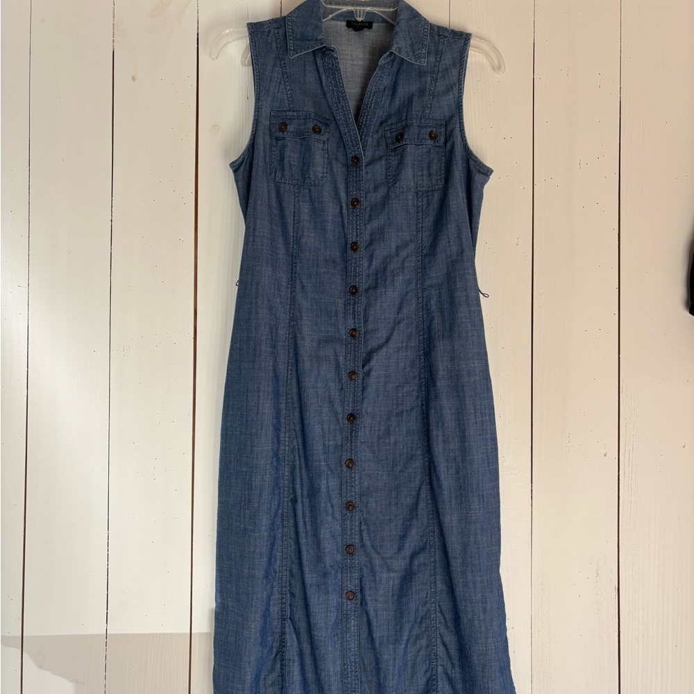 Talbots Light Blue Chambray Button-Front Dress - image 1